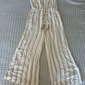 Blue Island Cream and Tan Striped Jumpsuit